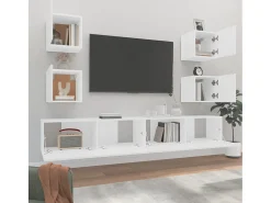 Clearance Conjunto móveis de TV 6 pcs madeira processada PT885769 Branco