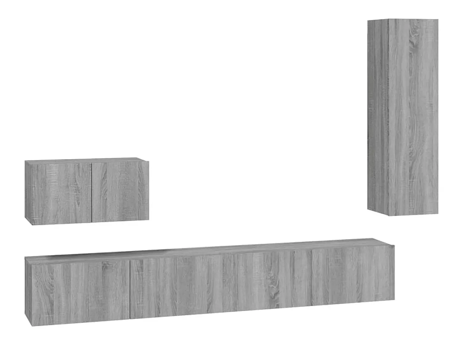 New Conjunto móveis de TV 4 pcs madeira processada sonoma cinza PT831800 Cinzento