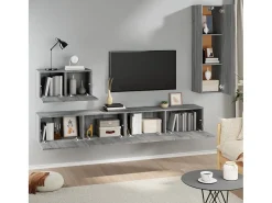 New Conjunto móveis de TV 4 pcs madeira processada sonoma cinza PT831800 Cinzento
