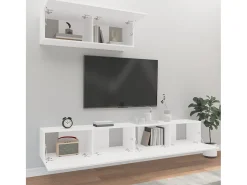 Móvel De Tv| Conjunto móveis de TV 3 pcs madeira processada PT686711 Branco