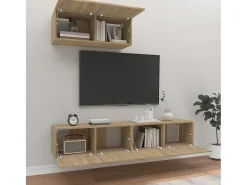 Conjunto móveis de TV 3 pcs madeira processada carvalho sonoma PT934019^ Móvel De Tv