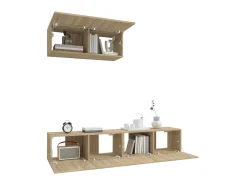 Conjunto móveis de TV 3 pcs madeira processada carvalho sonoma PT934019^ Móvel De Tv