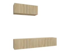 Conjunto móveis de TV 3 pcs madeira processada carvalho sonoma PT934019^ Móvel De Tv