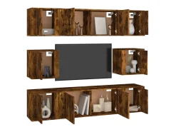 Online Conjunto móveis de TV 8 pcs madeira processada carvalho fumado PT280295 Castanho