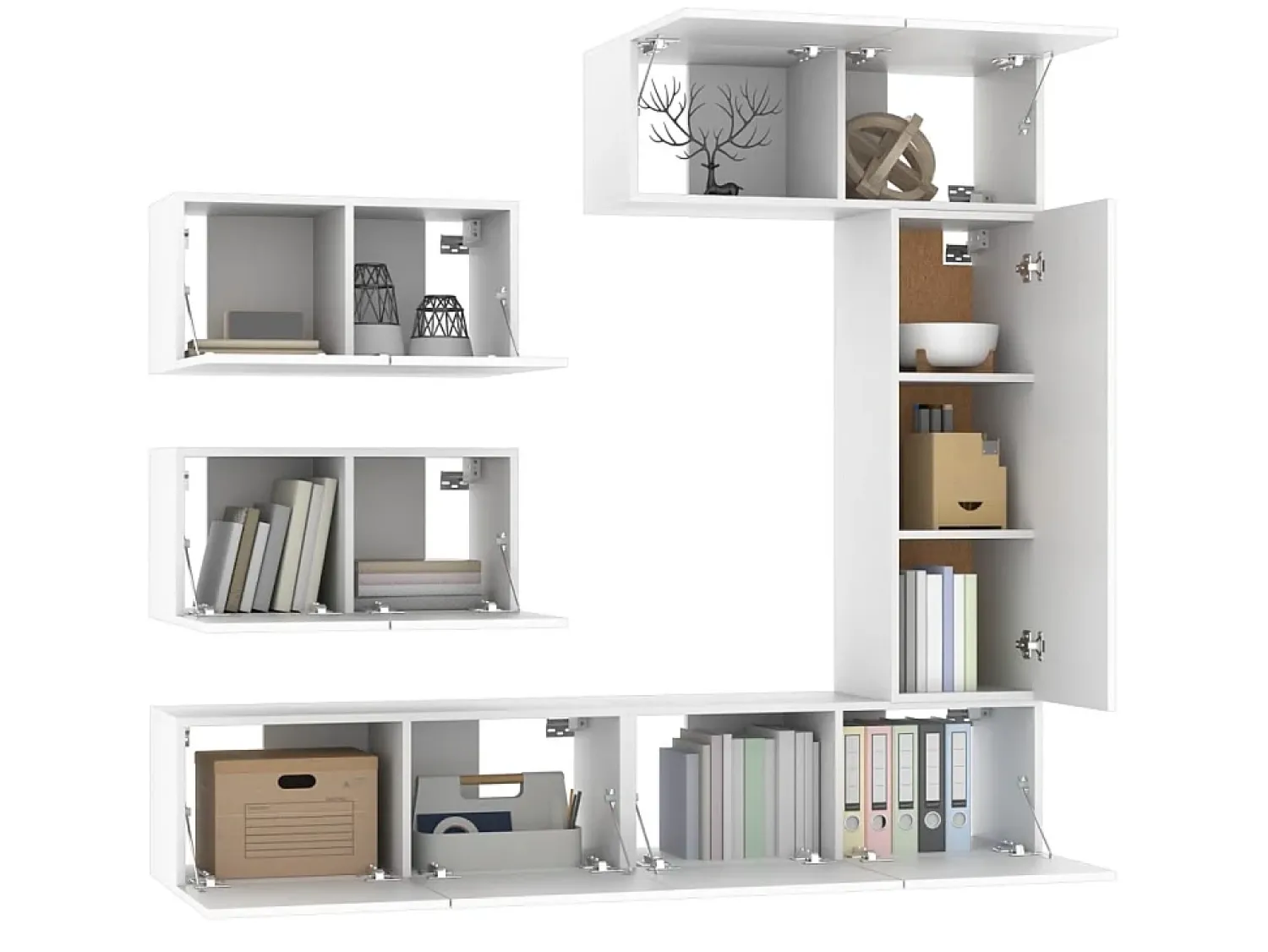 Móvel De Tv* Conjunto móveis de TV 6 pcs madeira processada PT557665 Branco