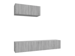 New Conjunto móveis de TV 3 pcs madeira processada sonoma cinza PT557473 Cinzento