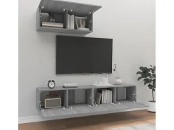 New Conjunto móveis de TV 3 pcs madeira processada sonoma cinza PT557473 Cinzento