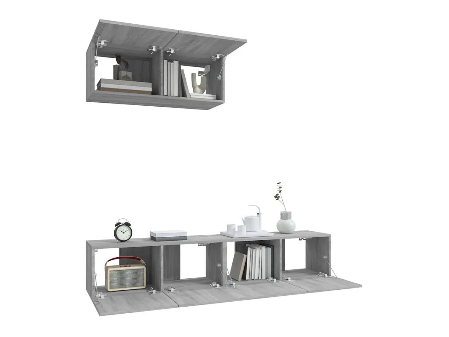 New Conjunto móveis de TV 3 pcs madeira processada sonoma cinza PT557473 Cinzento