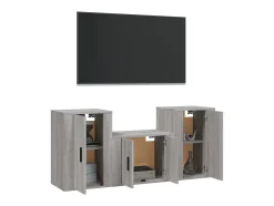 Conjunto móveis de TV 3 pcs madeira processada sonoma cinza PT928869^ Móvel De Tv