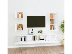 Móvel De Tv| Conjunto móveis de TV 5 pcs madeira processada PT320005 Branco