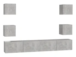 Móvel De Tv| Conjunto móveis de TV 6 pcs madeira processada cimento PT807666 Cinzento