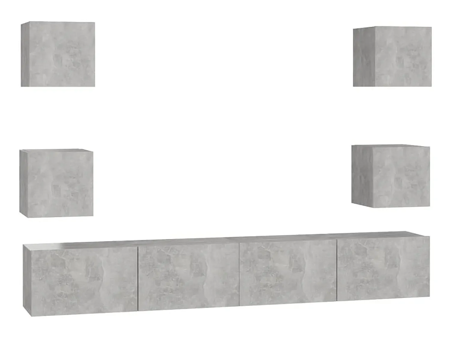 Móvel De Tv| Conjunto móveis de TV 6 pcs madeira processada cimento PT807666 Cinzento
