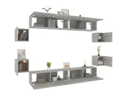 Conjunto móveis de TV 8 pcs madeira processada cimento PT189295^ Móvel De Tv