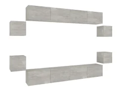 Conjunto móveis de TV 8 pcs madeira processada cimento PT189295^ Móvel De Tv