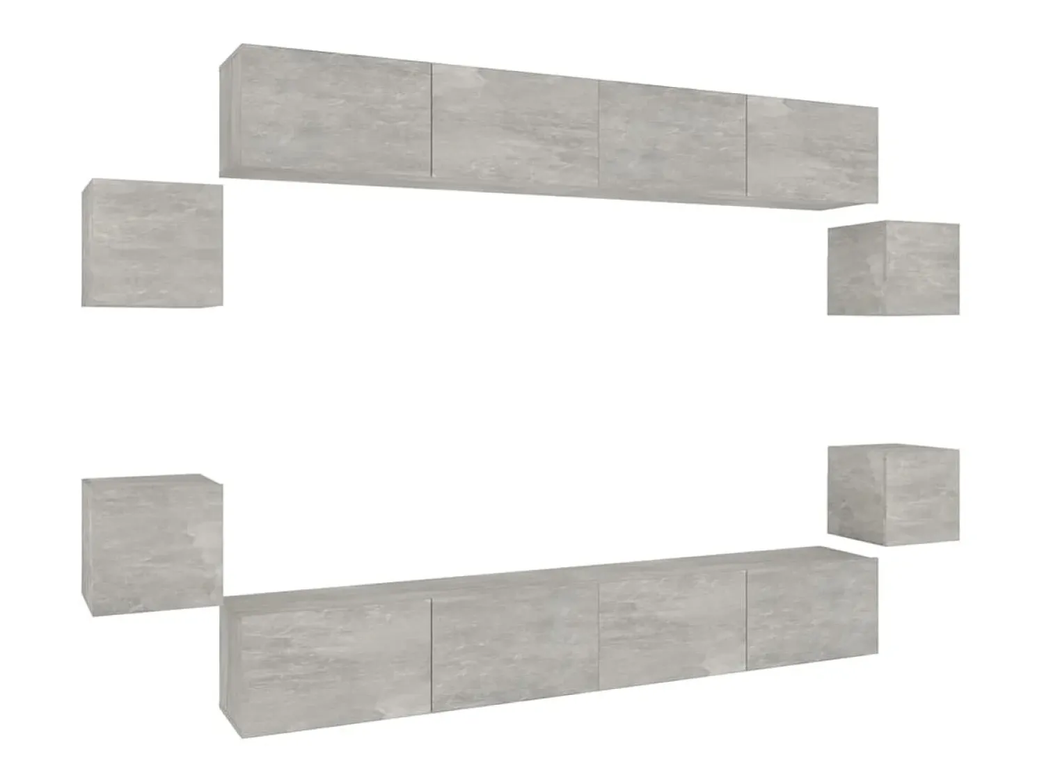 Conjunto móveis de TV 8 pcs madeira processada cimento PT189295^ Móvel De Tv