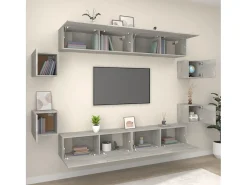 Conjunto móveis de TV 8 pcs madeira processada cimento PT189295^ Móvel De Tv