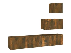 Móvel De Tv| Conjunto móveis de TV 4 pcs madeira processada carvalho fumado PT823662 Castanho