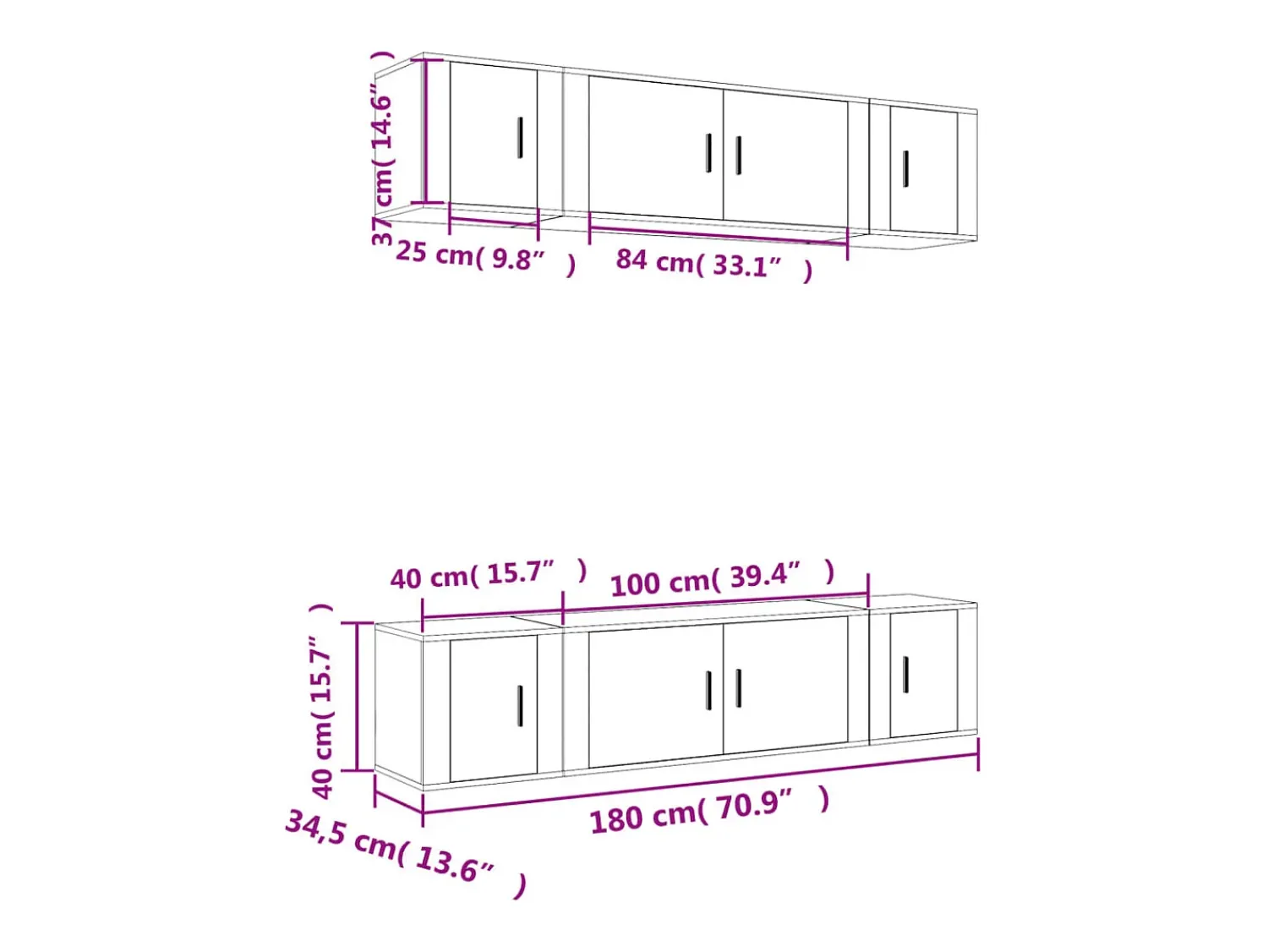 Móvel De Tv|vidaxl Conjunto móveis de TV 6 pcs madeira processada cimento Cinzento