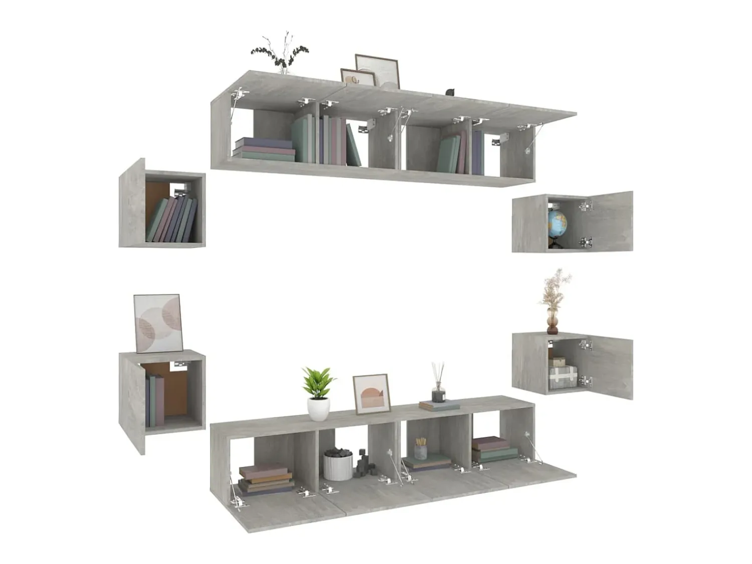 Móvel De Tv|vidaxl Conjunto móveis de TV 8 pcs madeira processada cimento Cinzento
