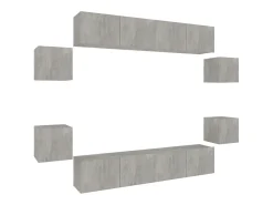Móvel De Tv|vidaxl Conjunto móveis de TV 8 pcs madeira processada cimento Cinzento