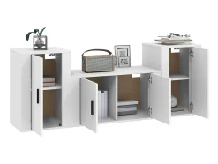 Móvel De Tv| Conjunto móveis de TV 3 pcs madeira processada PT409319 Branco