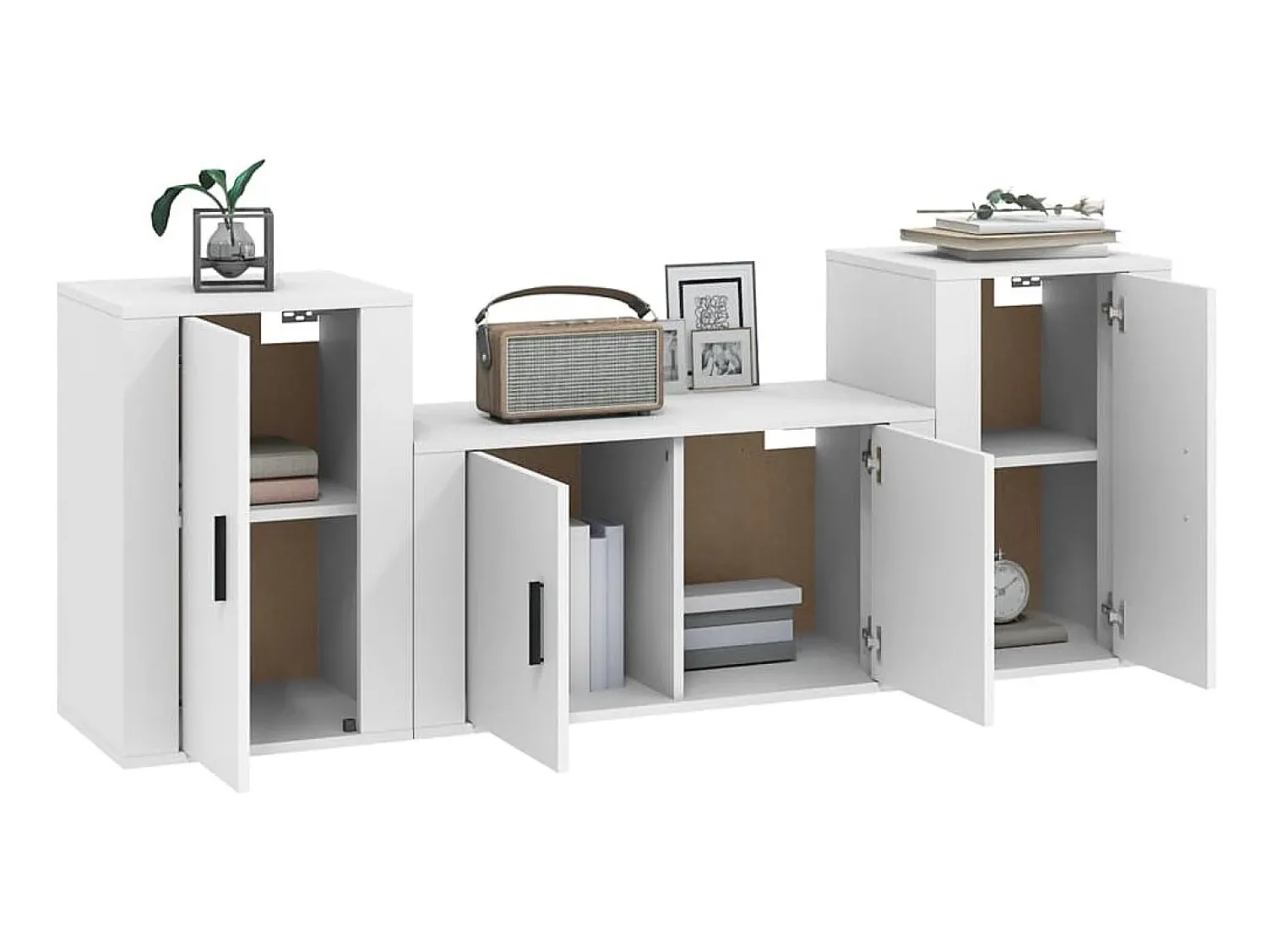 Móvel De Tv| Conjunto móveis de TV 3 pcs madeira processada PT409319 Branco