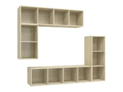 Móvel De Tv| Conjunto móveis de TV 4 pcs madeira processada carvalho sonoma PT615977 Castanho