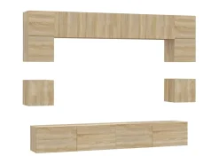 Móvel De Tv* Conjunto móveis de TV 8 pcs madeira processada carvalho sonoma PT691278 Castanho