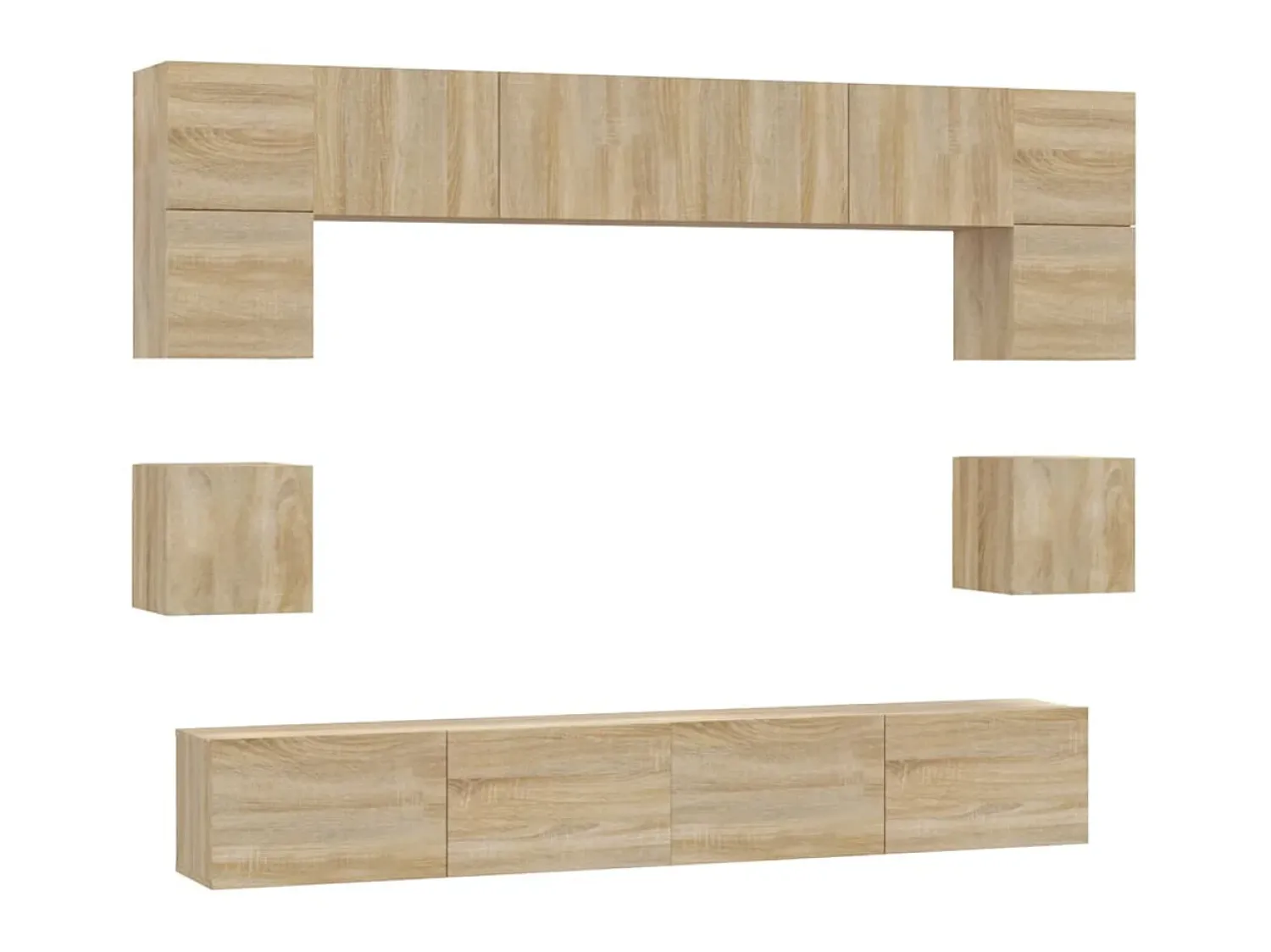 Móvel De Tv* Conjunto móveis de TV 8 pcs madeira processada carvalho sonoma PT691278 Castanho