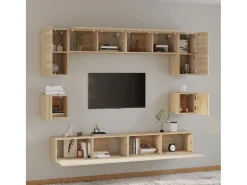 Móvel De Tv* Conjunto móveis de TV 8 pcs madeira processada carvalho sonoma PT691278 Castanho