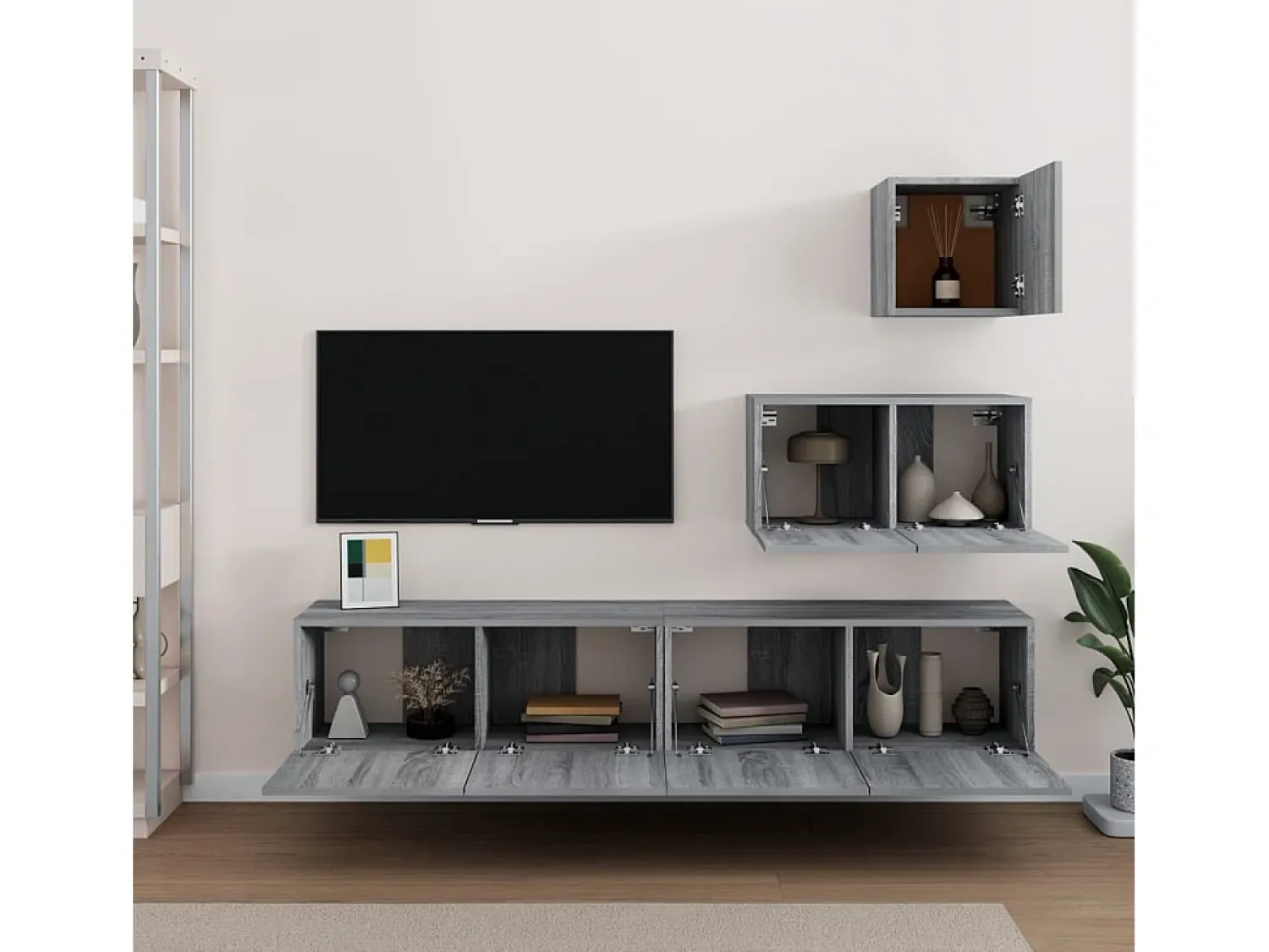Móvel De Tv* Conjunto móveis de TV 4 pcs madeira processada sonoma cinza PT738625 Cinzento