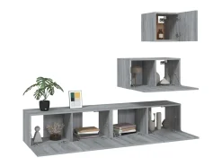 Móvel De Tv* Conjunto móveis de TV 4 pcs madeira processada sonoma cinza PT738625 Cinzento