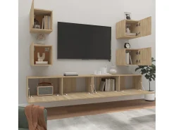 Móvel De Tv| Conjunto móveis de TV 6 pcs madeira processada carvalho sonoma PT749675 Castanho