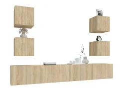 Móvel De Tv| Conjunto móveis de TV 6 pcs madeira processada carvalho sonoma PT749675 Castanho