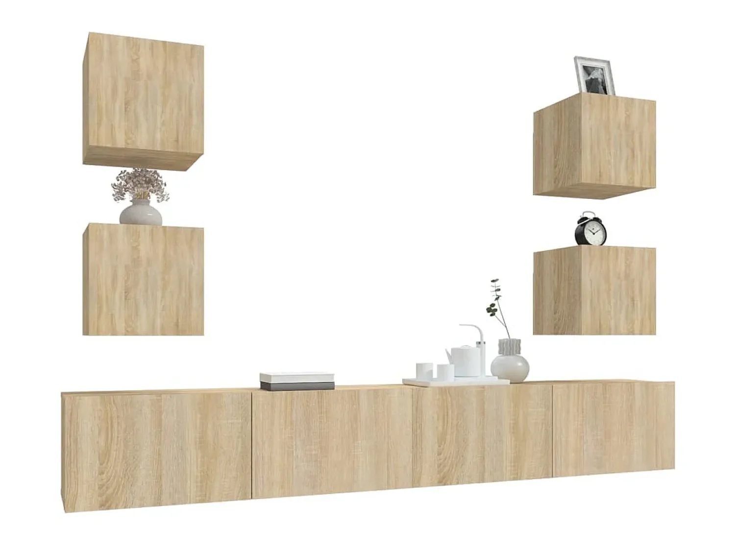 Móvel De Tv| Conjunto móveis de TV 6 pcs madeira processada carvalho sonoma PT749675 Castanho
