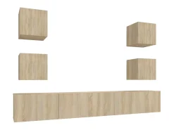 Móvel De Tv| Conjunto móveis de TV 6 pcs madeira processada carvalho sonoma PT749675 Castanho