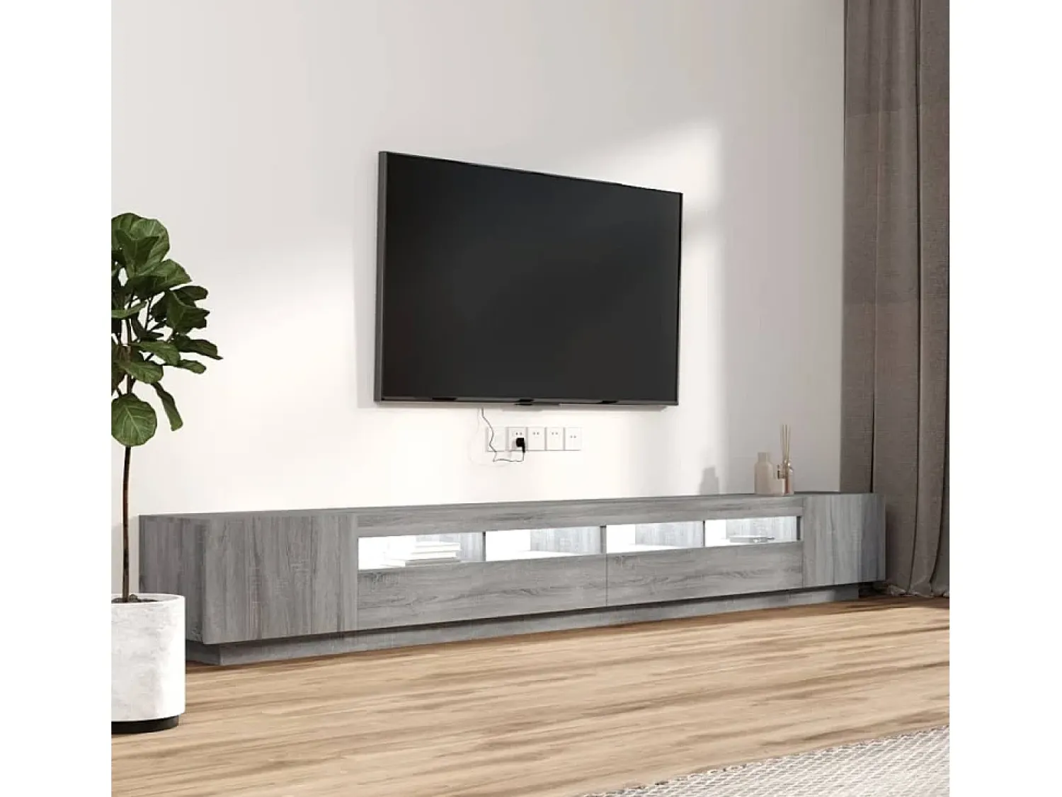 Móvel De Tv* Conjunto móveis de TV 3 pcs c/ LEDs madeira sonoma PT451499 Cinzento