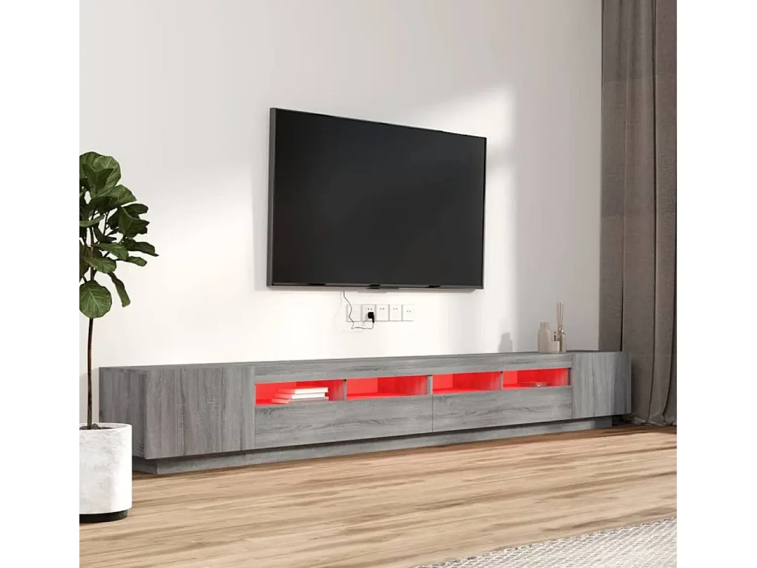 Móvel De Tv* Conjunto móveis de TV 3 pcs c/ LEDs madeira sonoma PT451499 Cinzento