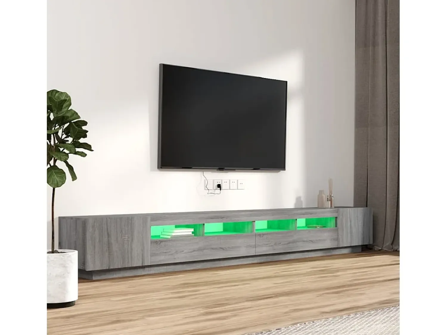 Móvel De Tv* Conjunto móveis de TV 3 pcs c/ LEDs madeira sonoma PT451499 Cinzento