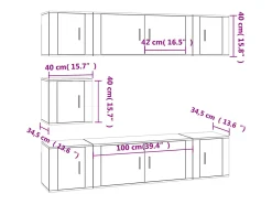 vidaxl Conjunto móveis de TV 7 pcs madeira processada carvalho fumado^ Móvel De Tv