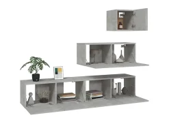 Conjunto móveis de TV 4 pcs madeira processada cimento PT127634^ Móvel De Tv