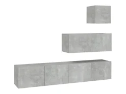 Conjunto móveis de TV 4 pcs madeira processada cimento PT127634^ Móvel De Tv