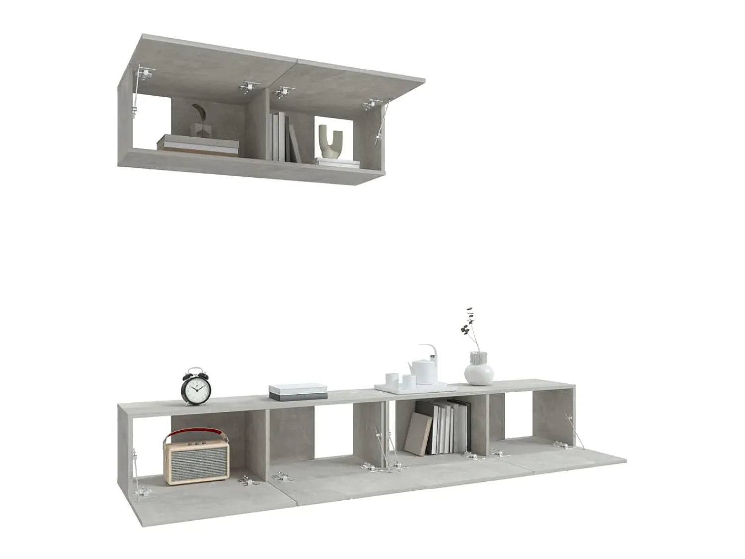 Conjunto móveis de TV 3 pcs madeira processada cimento PT691031^ Móvel De Tv