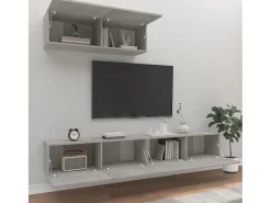 Conjunto móveis de TV 3 pcs madeira processada cimento PT691031^ Móvel De Tv
