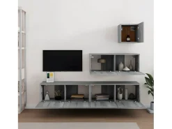 Móvel De Tv* Conjunto móveis de TV 4 pcs madeira processada sonoma cinza PT497515 Cinzento