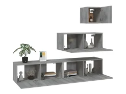 Móvel De Tv* Conjunto móveis de TV 4 pcs madeira processada sonoma cinza PT497515 Cinzento