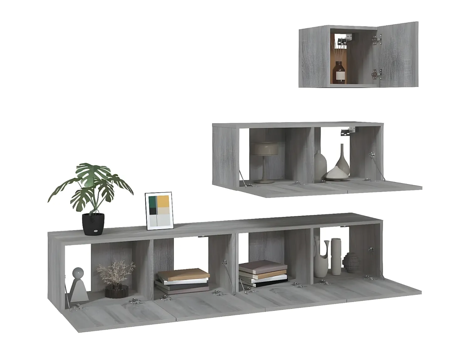 Móvel De Tv* Conjunto móveis de TV 4 pcs madeira processada sonoma cinza PT497515 Cinzento
