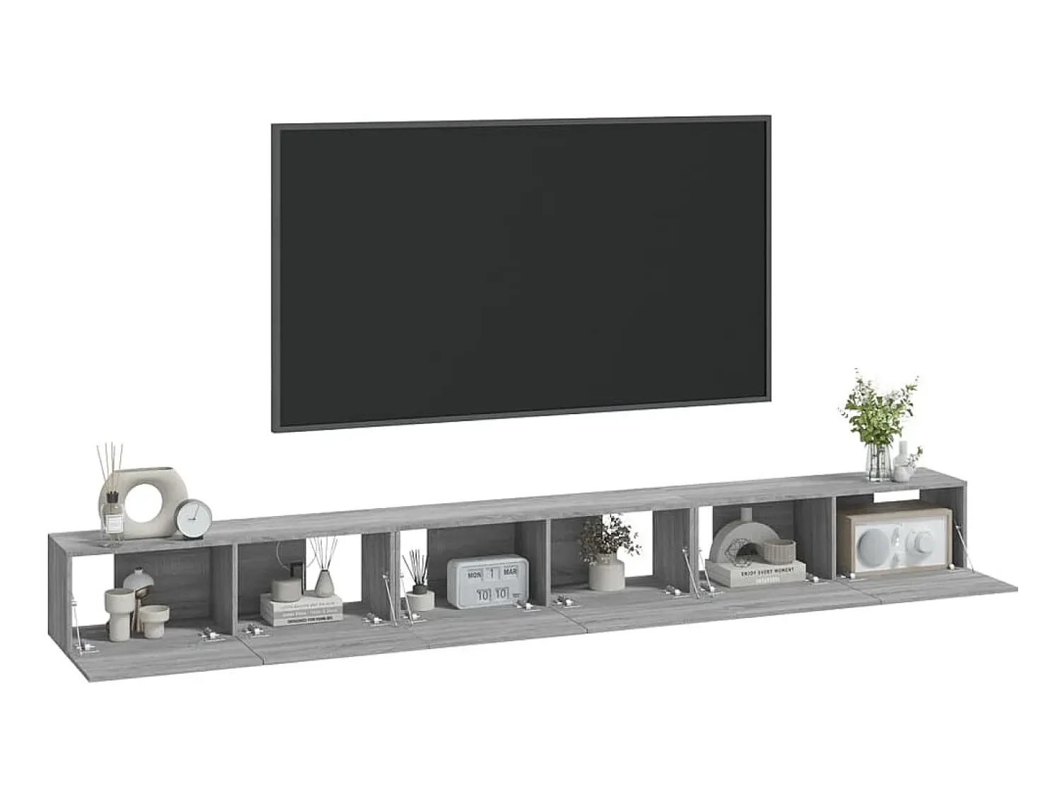 Móvel De Tv* Conjunto móveis de TV 3 pcs madeira processada sonoma cinza PT454743 Cinzento