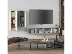 Best Conjunto móveis de TV 4 pcs madeira processada cimento PT843285 Cinzento
