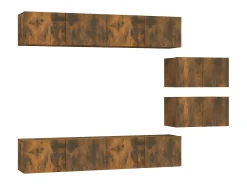 New Conjunto móveis de TV 6 pcs madeira processada carvalho fumado PT239592 Castanho